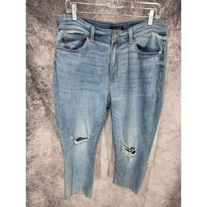 Judy Blue Jeans Womens 16W Blue Skinny Fit Capri Stretch Waistband Distressed